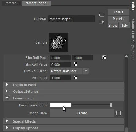 Camera Background Color Settings