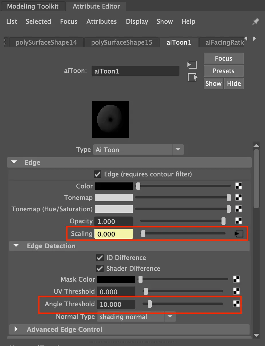Arnold Toon Settings